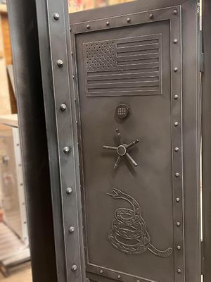 Steampunk Vault Door with Flag and Don't Tread On Me Snake