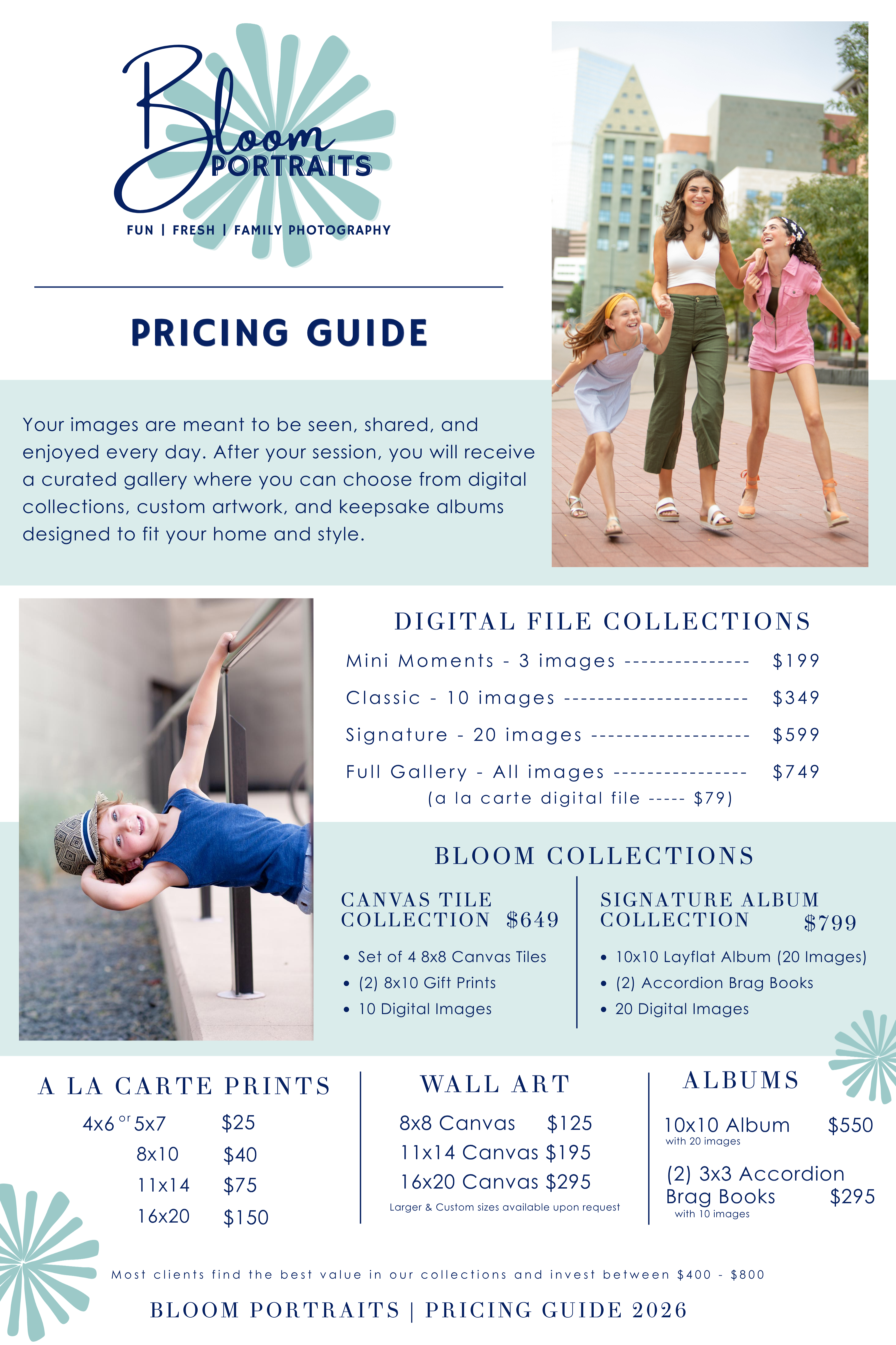 Bloom Portraits Pricing