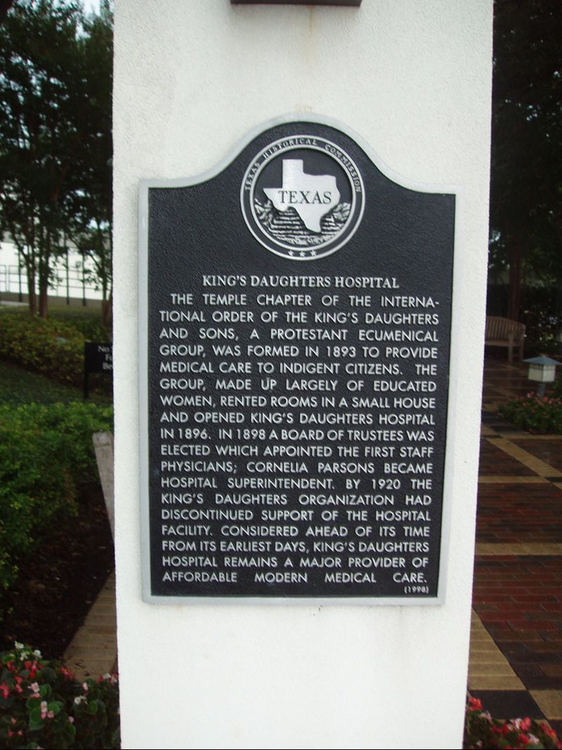 Texas Historial Marker Kings Daughters Hospital