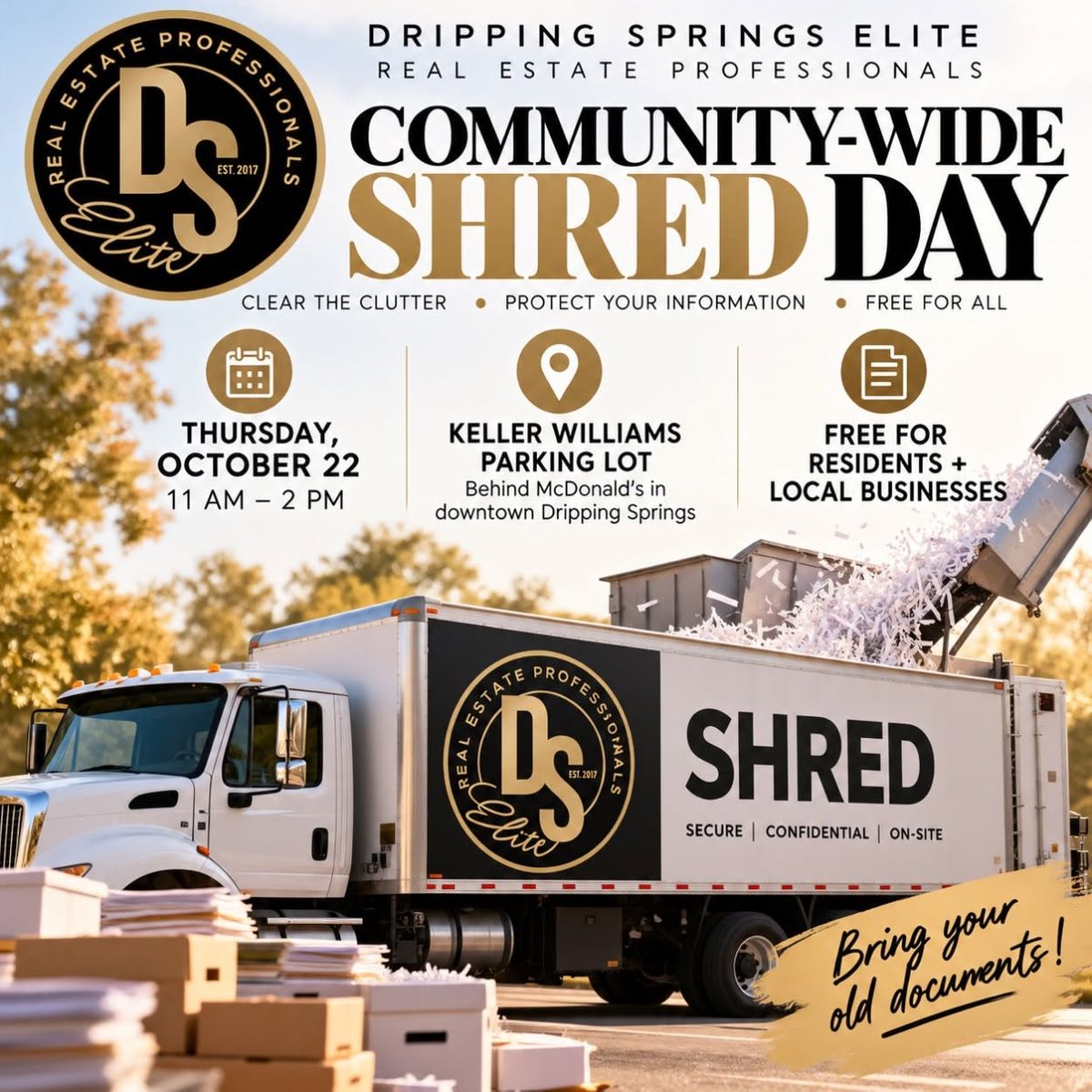 Community members participate in Dripping Springs Elite’s free Community-Wide Shred Day.