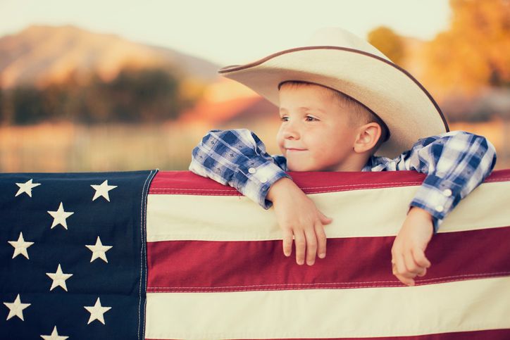 farmers son with flag