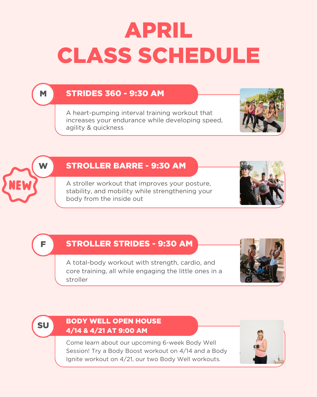April Class Schedule