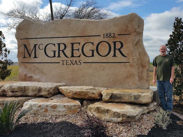 Large landscape boulder sign