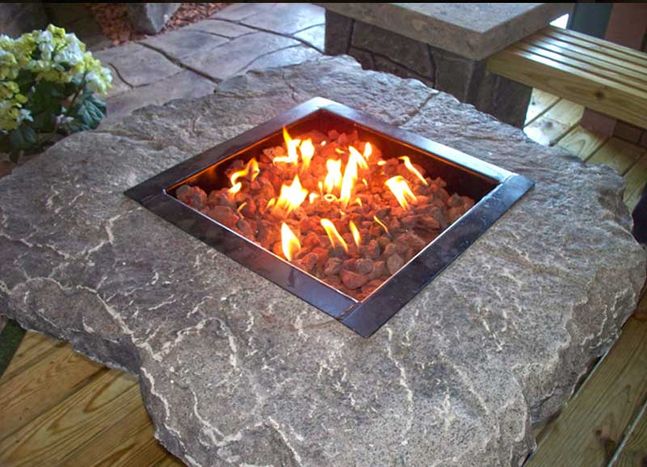 custom manufactured rock fire table firepits