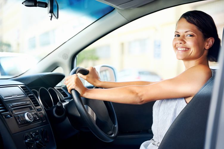 Woman in a car Curbside Pickup