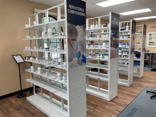 Behind the counter at Advanced Scripts Compounding Pharmacy