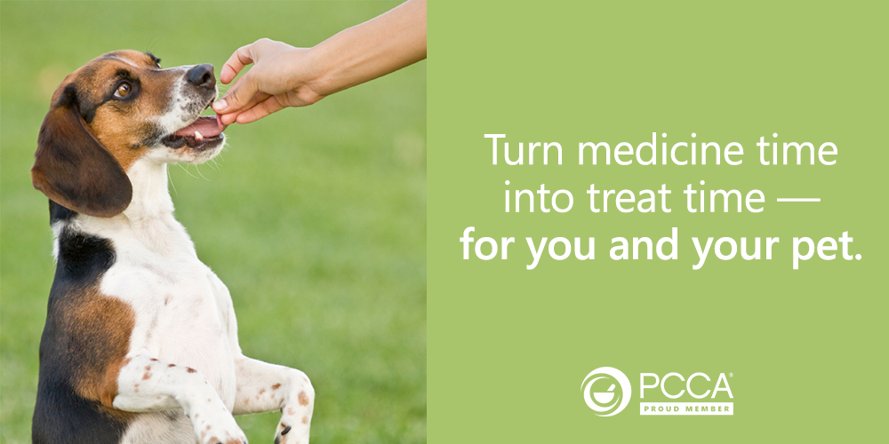 A dog taking medicine Turn medicine time into treat time - for you and your pet.