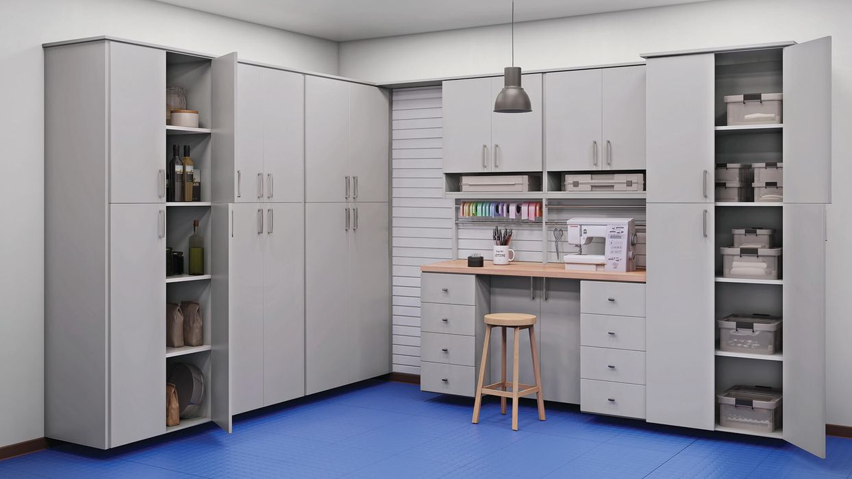 Exterior: White Melamine (Panels, doors, drawers)
Interior: Natural (Shelves and backing), Aluminum trim for added shelf support, 3/4” Straight edge panels and shelves, 3/4” Soft edge doors and drawers CLASSIC II COLLECTION