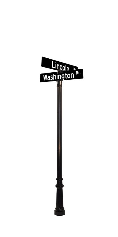 Top mounted street signs on decorative pole