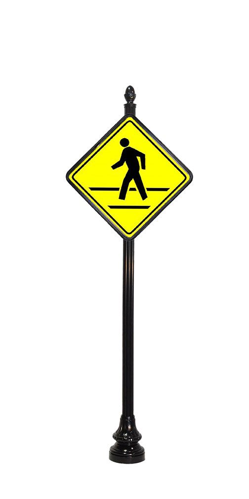 pedestrian crossing sign with acorn finial
