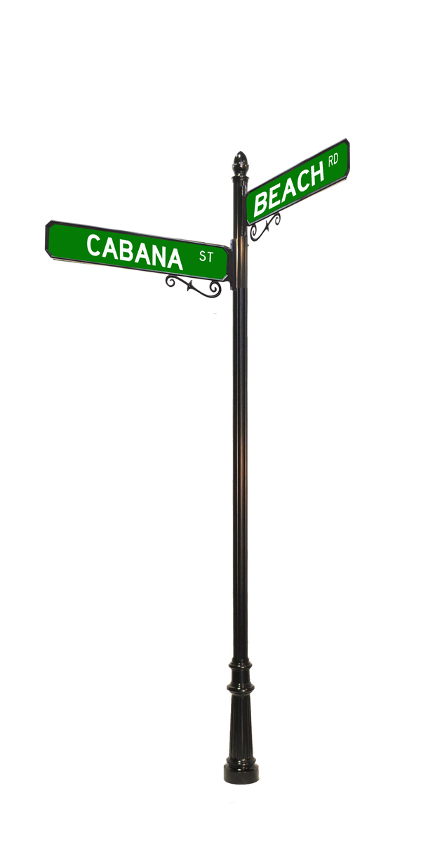 DECORATIVE STREET SIGN EXAMPLE - 3H decorative street sign with acorn finial