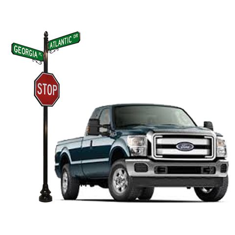 Truck and Street Sign