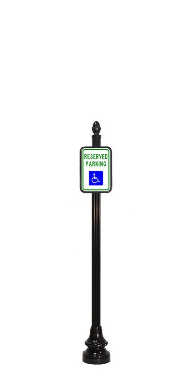handicap sign on 4 inch wide decorative street sign