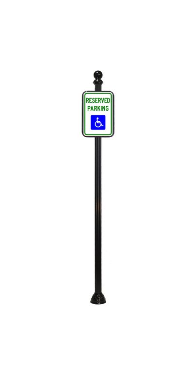 handicap parking sign with ball finial