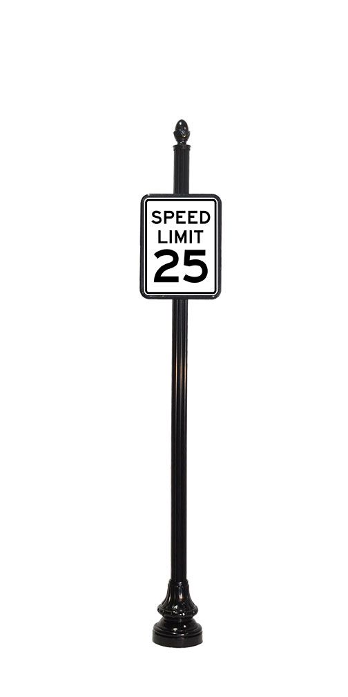 speed limit sign with acorn finial