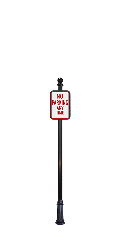 Decorative parking sign example - 3E3 No parking sign with ball finial