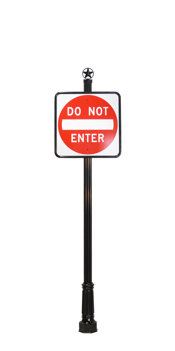 Decorative Traffic Sign Example - 4E2 star finial on do not enter street sign