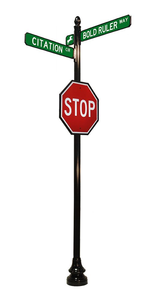DECORATIVE STREET SIGNS EXAMPLES - 4I 4' by 14" stop sign with acorn finial
