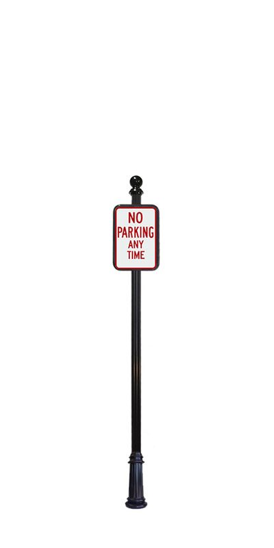 No parking sign with ball finial