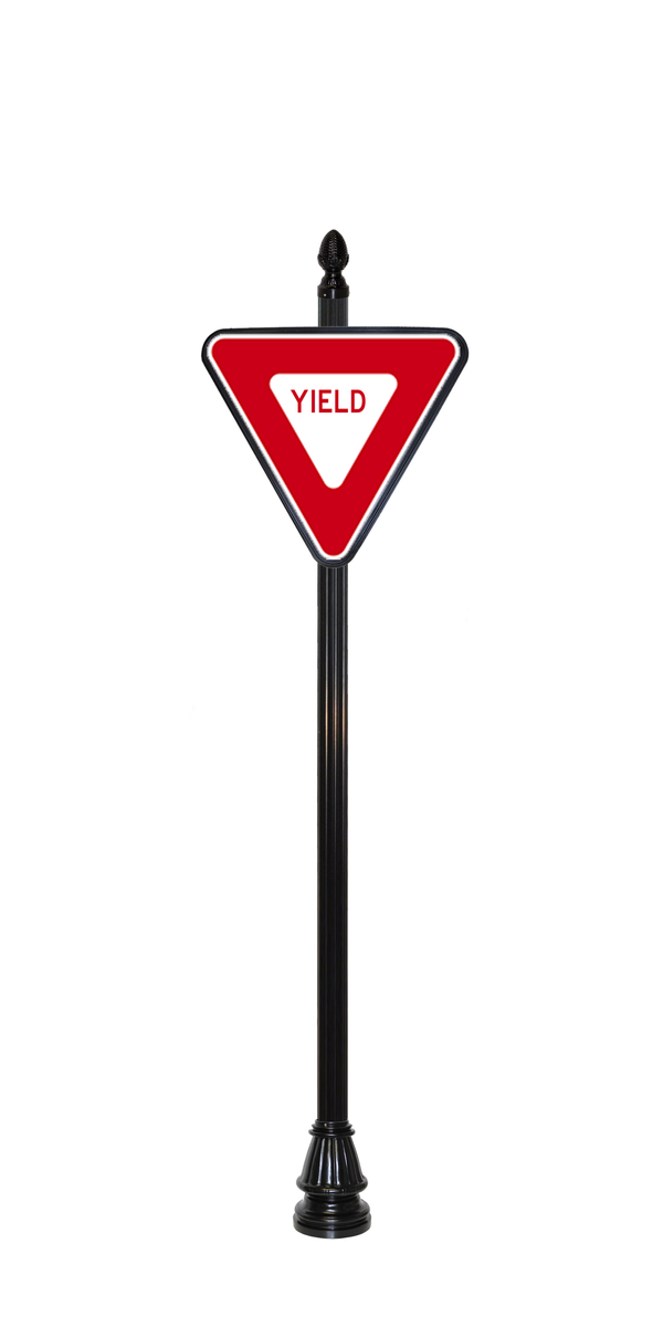 Decorative Yield road sign example - 4G2 Yield Sign with Pineapple finial