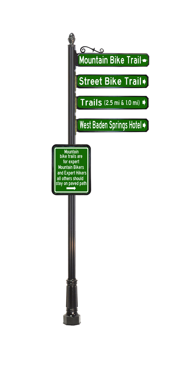 Decorative Way Finding Sign Post Example E mountain bike trail decorative way finding sign