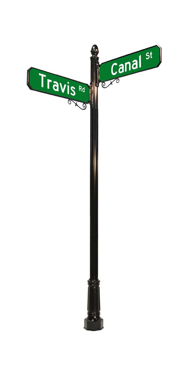 4 inch street sign pole with acorn finial
