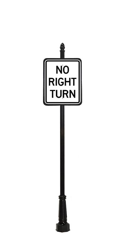 acorn finial on no right turn sign