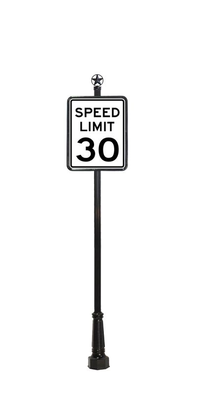 speed limit sign with star finial