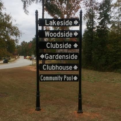 Capital StreetScapes Wayfinding Sign with Acorn Finials. way finding sign acorn finial