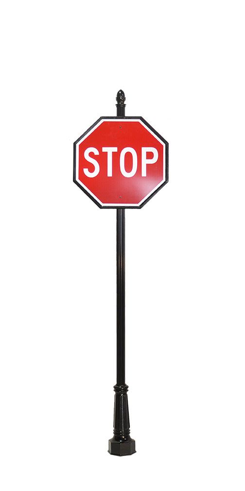decorative stop sign with acorn finial