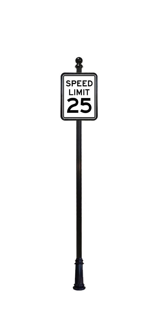 Ball finial on 25 MPH speed limit sign