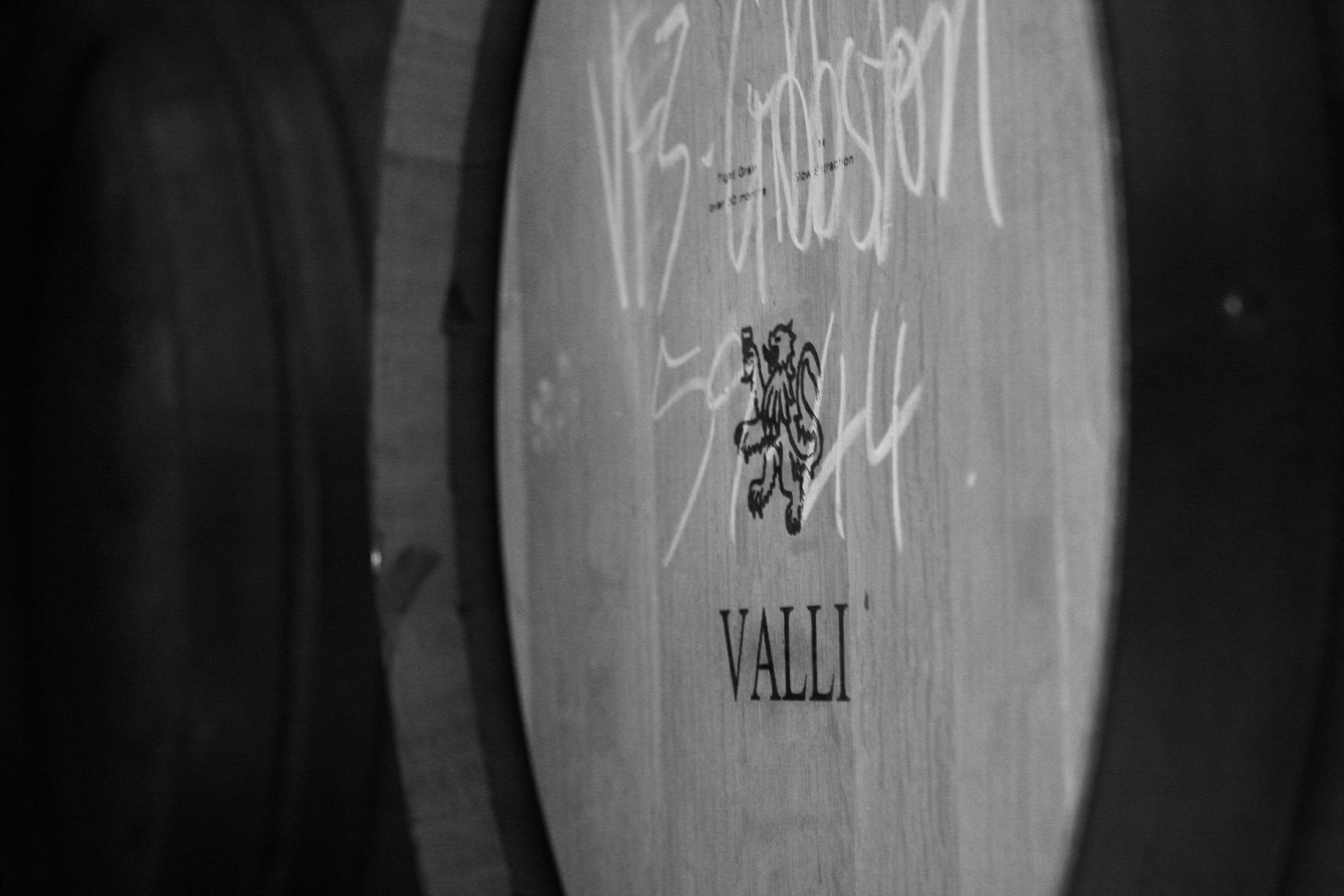 A wooden barrel of wine from the Gibbston vineyard.  Valli Barrel