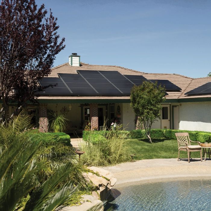 Solar panels on a home roof