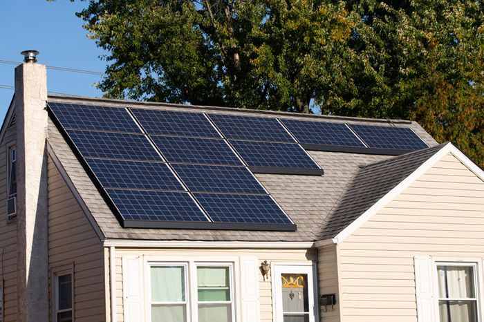 Solar panels on a residential home