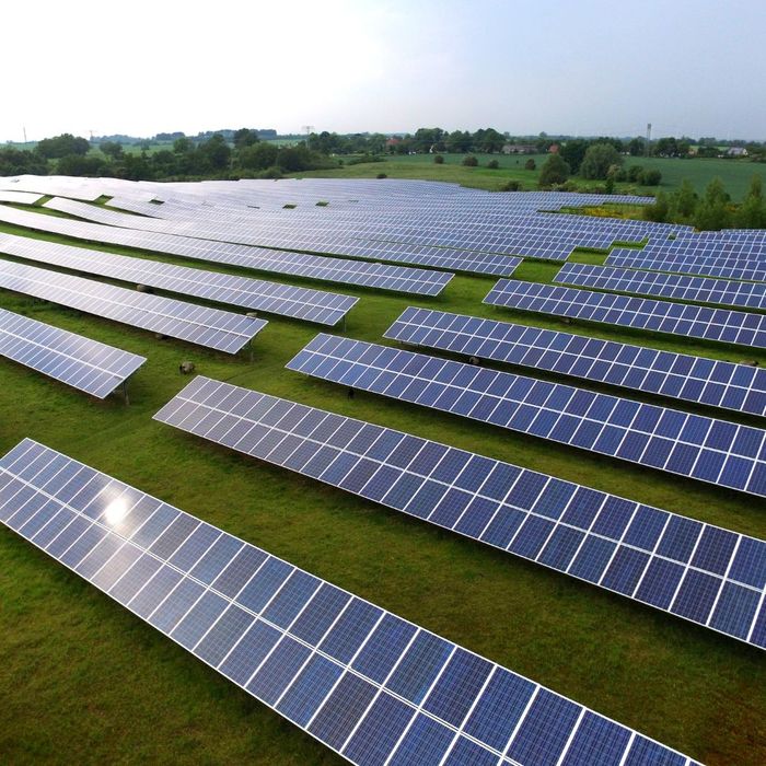 large solar panels in a field