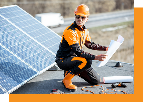 Technician installing solar panels