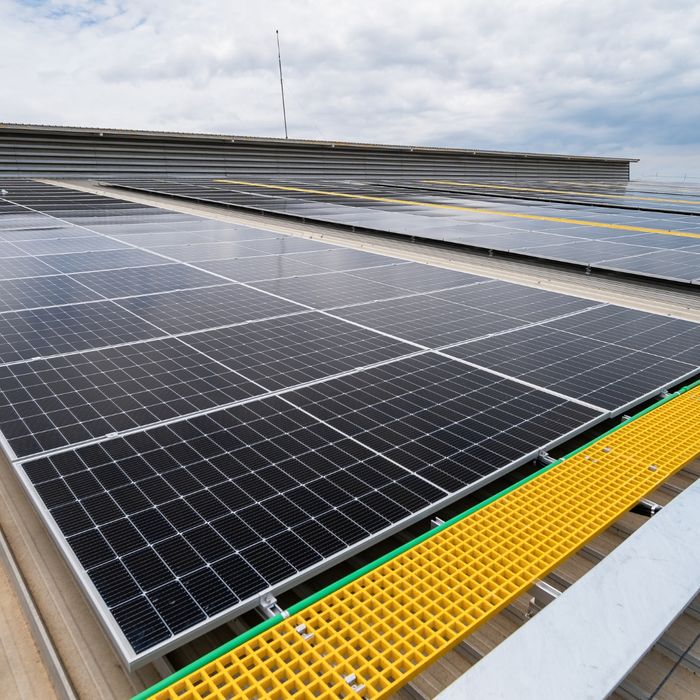 Solar panels on a flat roof