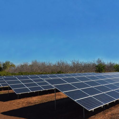 ground mounted solar panels in a field