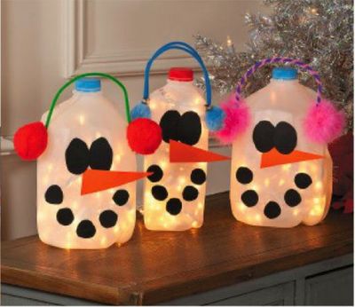 Raleigh Playgroup Makes Snowman out of Milk Jugs
