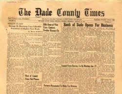 The article that appeared in The Dade County Times on Thursday, January 12, 1956. Bank of Dade Opens for Business