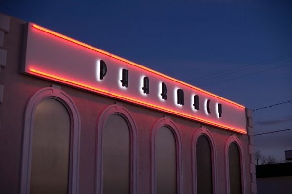 Vintage Drug Exterior at Night