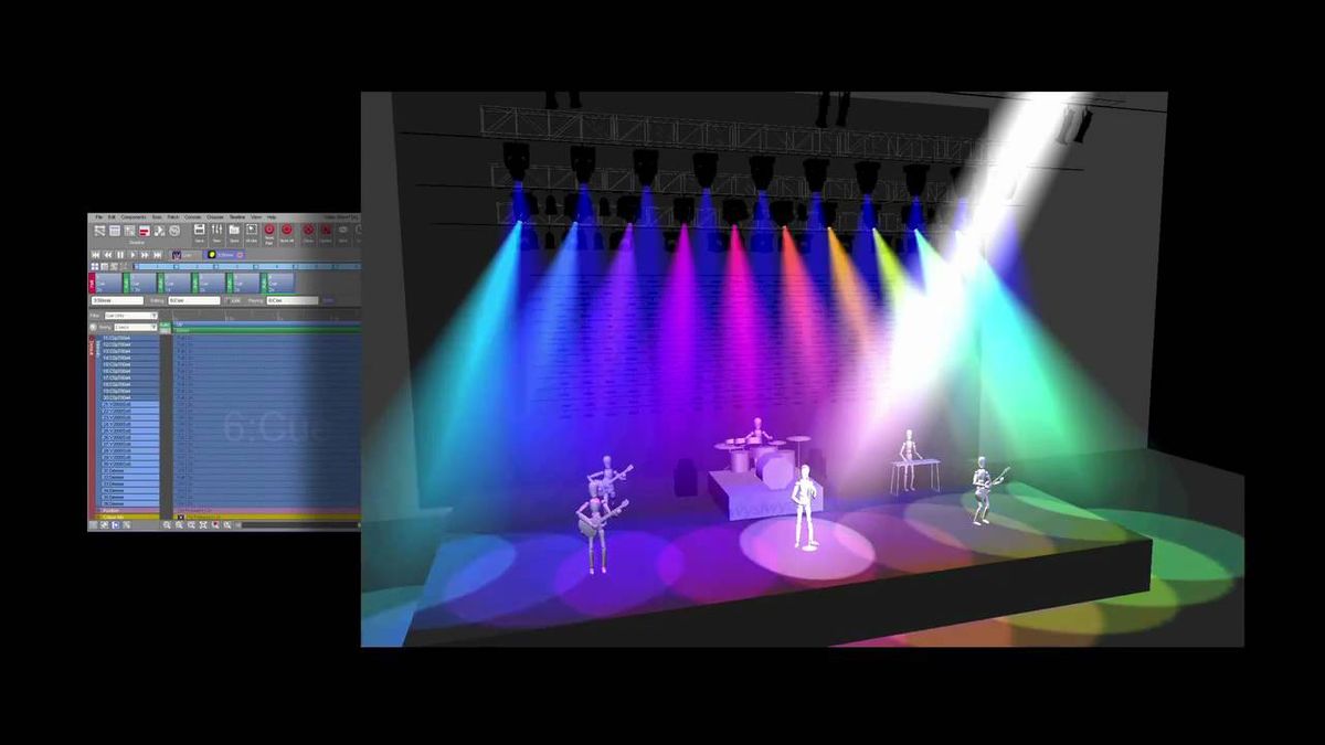 Mock up of a lighting design for a concert with a rainbow stage wash