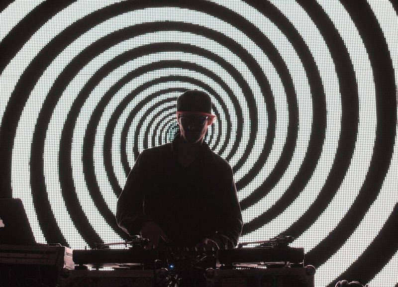 DJ in front of an LED video wall