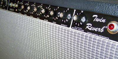 Close up of a twin reverb Fender Amp