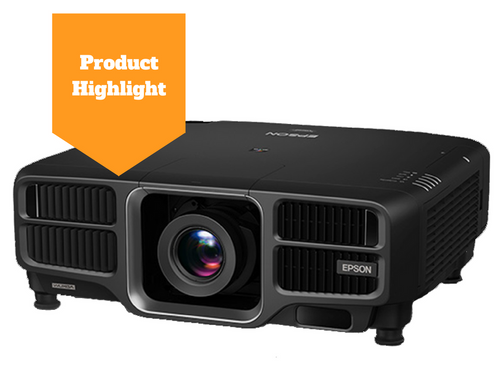 Product Highlight image with a stock photo of an Epson laser projector