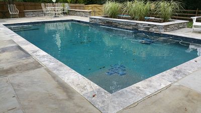 raised gunite planter with waterfall
