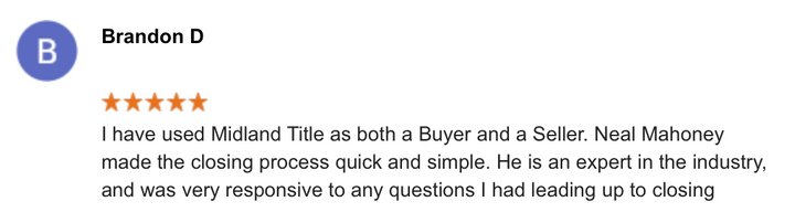 5 Star Review for Midland Title Insurance Agency 