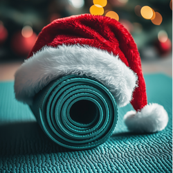 yoga mat with christmas santa hat.png