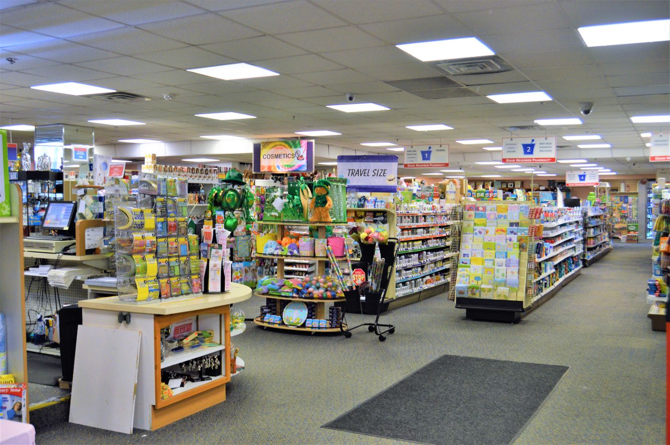 Pharmacy shelves