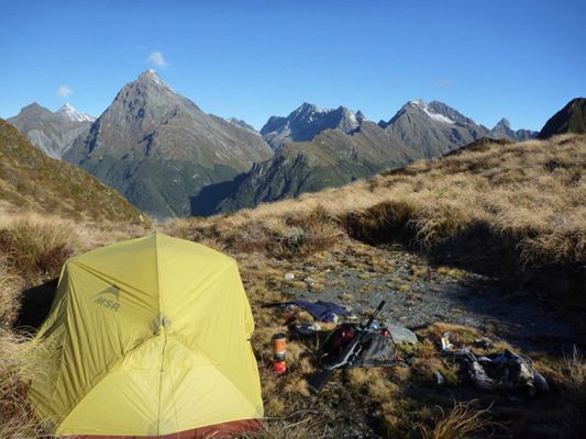 hunting campsite in Fiordland